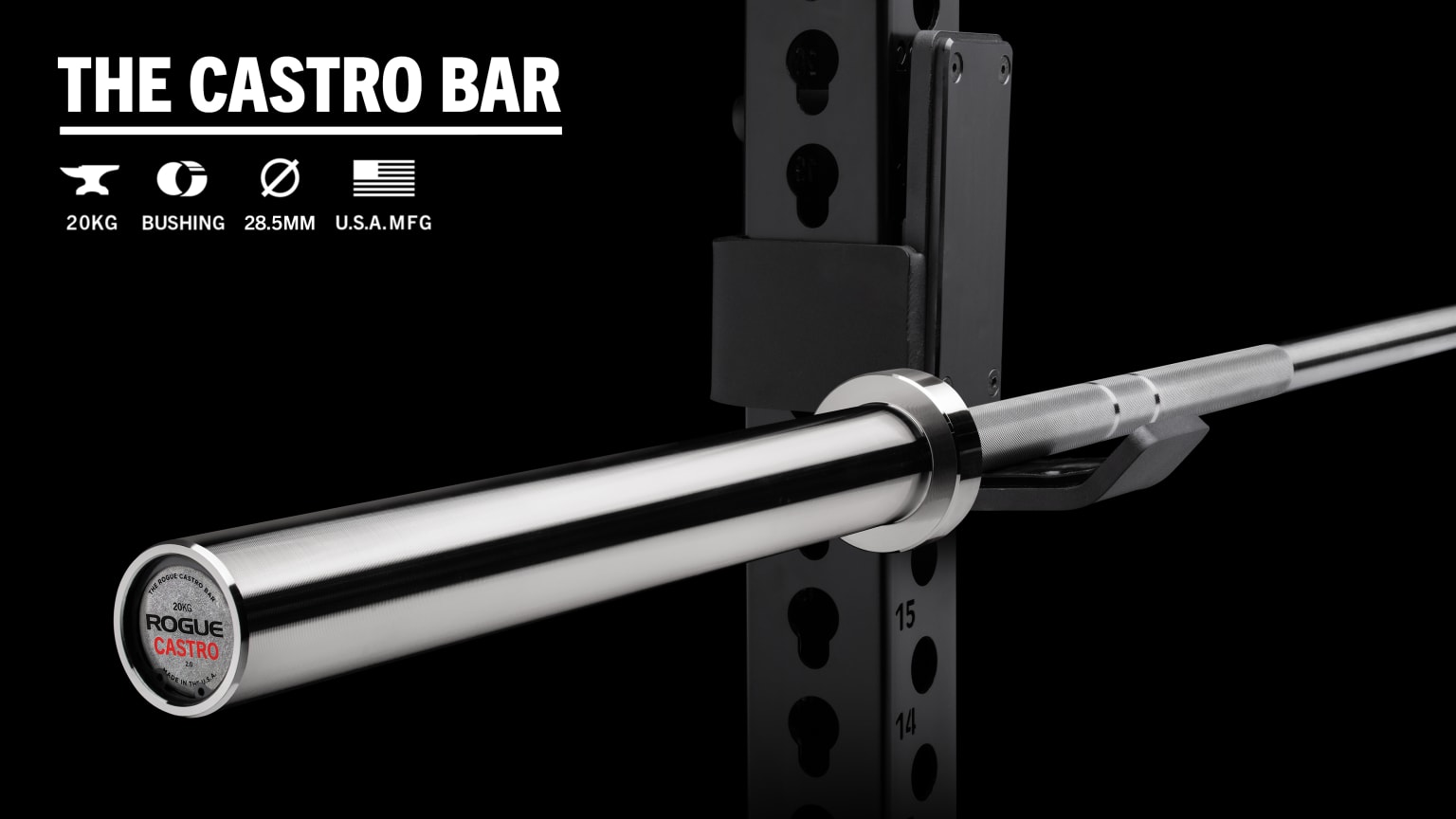 Rogue Castro Bar Bare Steel Barbell 28.5MM Rogue Fitness GB
